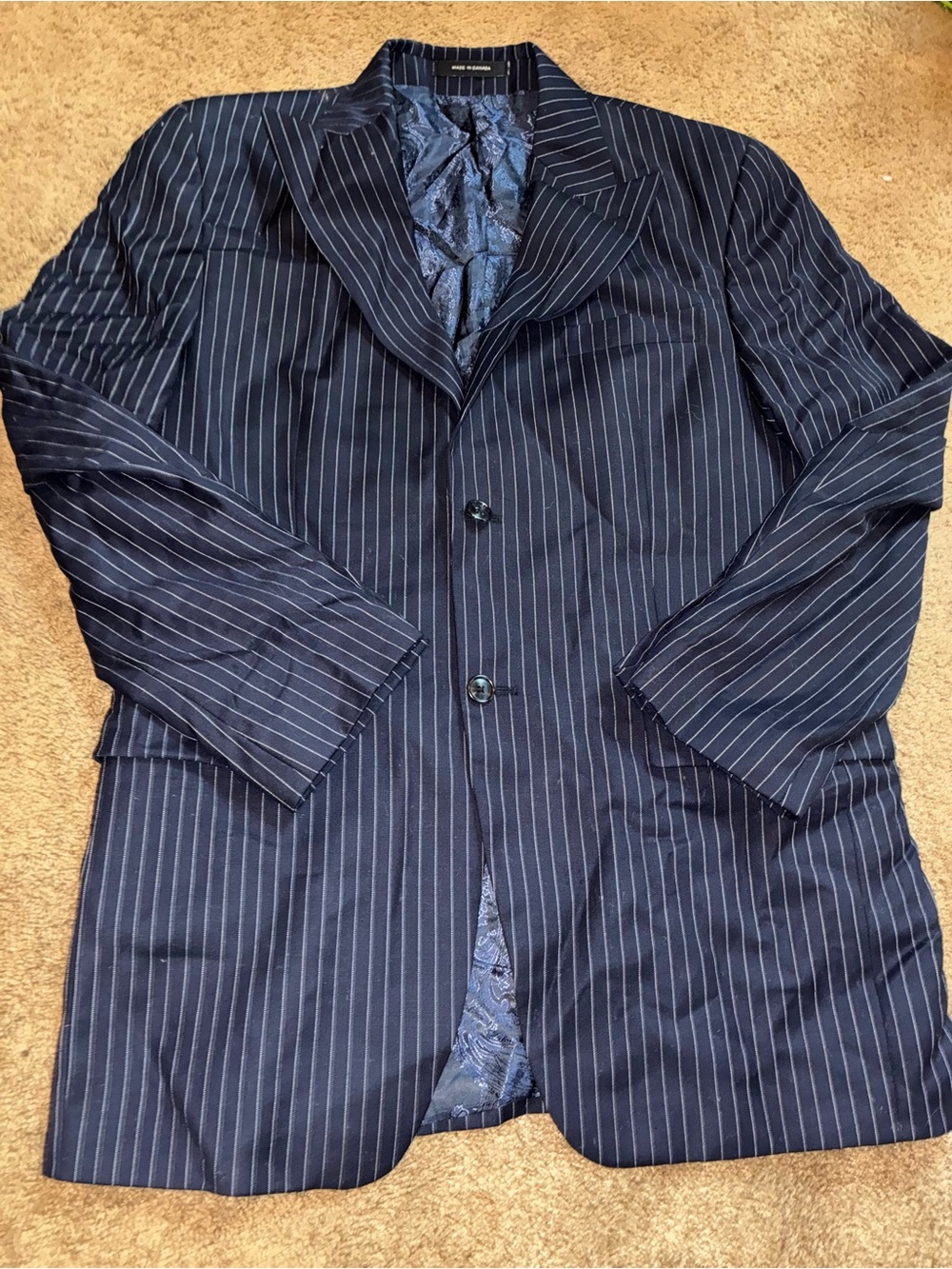Vintage Saint John Navy Pinstripe Suit Jacket - 100% Pure New Woolmark